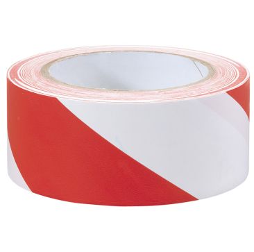 White and Red Hazard Tape 33m x 50mm