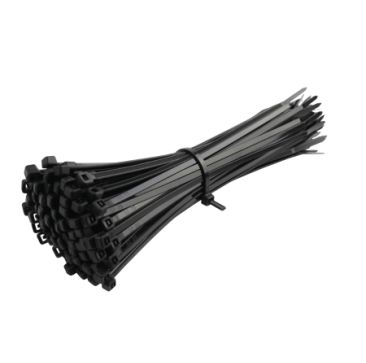 Cable Zip Ties Nylon 200 x 4.8mm Black Bag of 100 Plastic