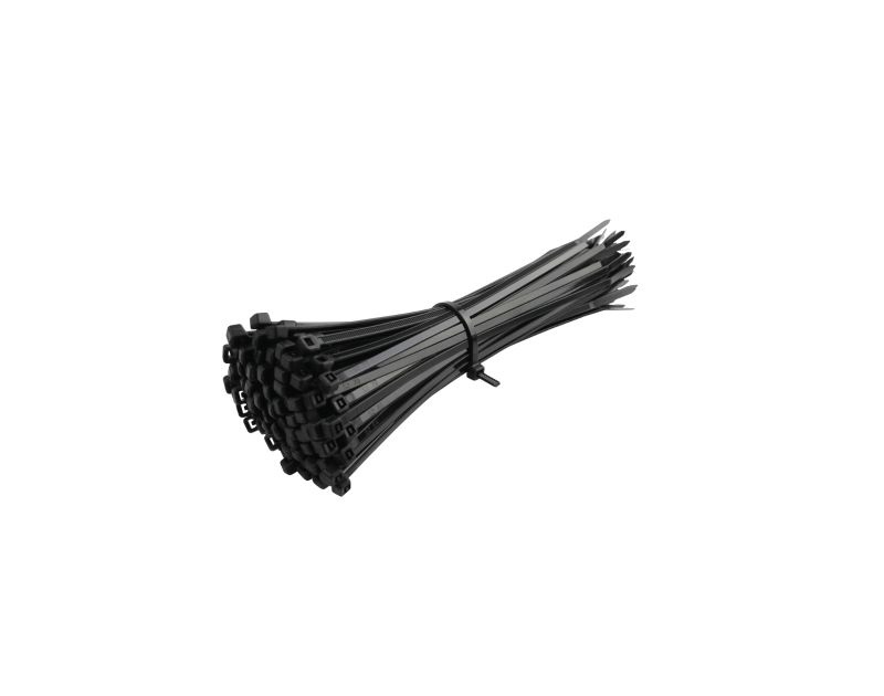 Cable Zip Ties Nylon 200 x 4.8mm Black Bag of 100 Plastic