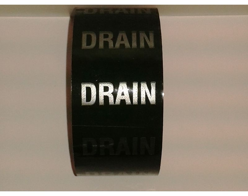 Drain Pipe identification self adhesive tape for marking and labelling pipework